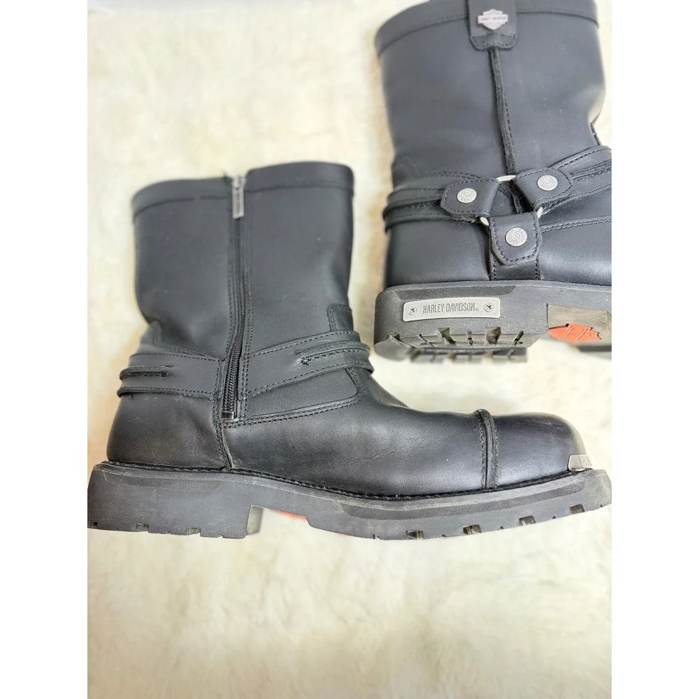 Harley Davidson Motorcycle Harness Boots Black Leather Mens 13M Biker Heavy Lug